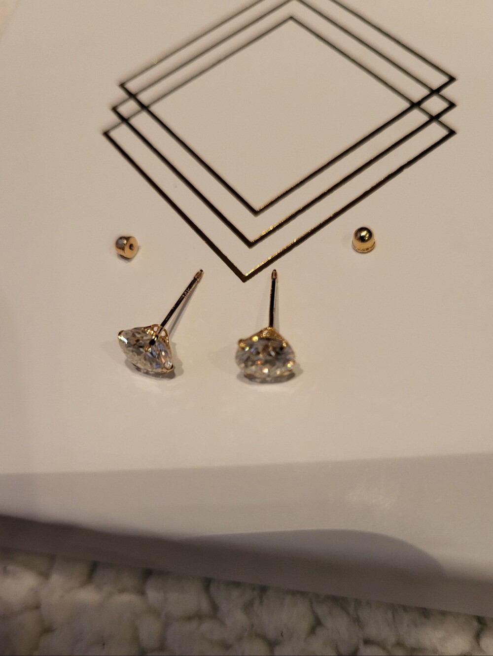 Solid 14k Yellow Gold Moissanite Round Stud Earrings Martini Setting 6mm 1.5 ctw - Picture 6 of 13